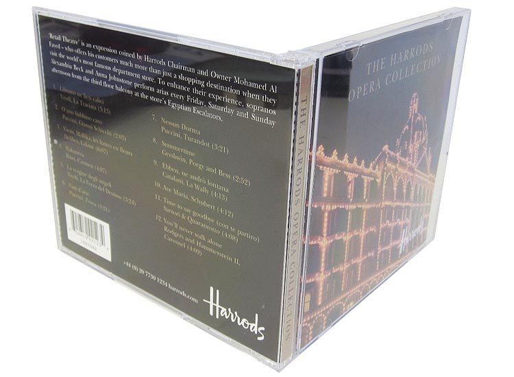 Harrods jewel case with CD and booklet standing