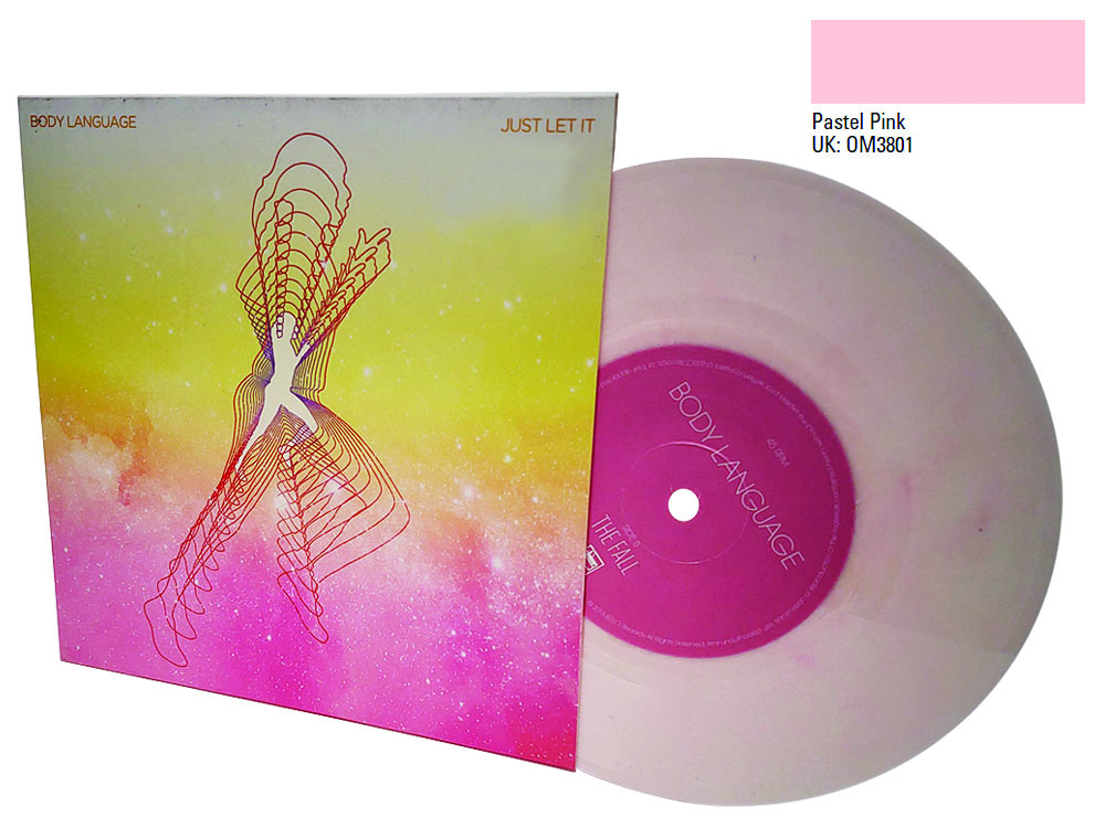pastel pink 7 inch vinyl pressing in printed sleeve